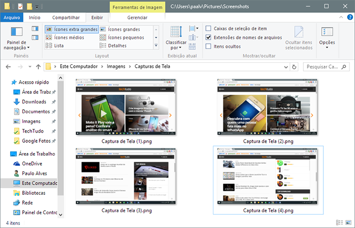 Comando Windows Print salva imagem em PNG na pasta Capturas de Tela (Foto: Reprodução/Paulo Alves)