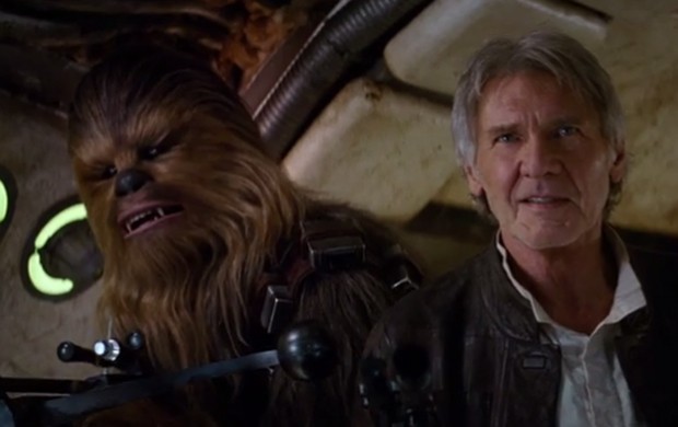 Peter Mayhew e Harrison Ford como Chewbacca e Han Solo no novo teaser de 'Star Wars: O despertar da força' (Foto: Reprodução/YouTube)