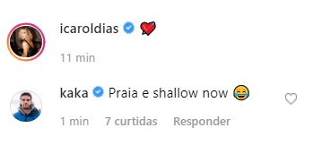 Kaká comenta a foto de Carol Dias  (Foto: Reprodução/Instagram)