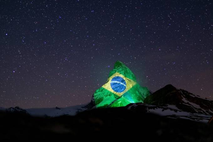 Monte Matterhorn homenageia o Brasil durante coronavírus (Foto: Divulgação)