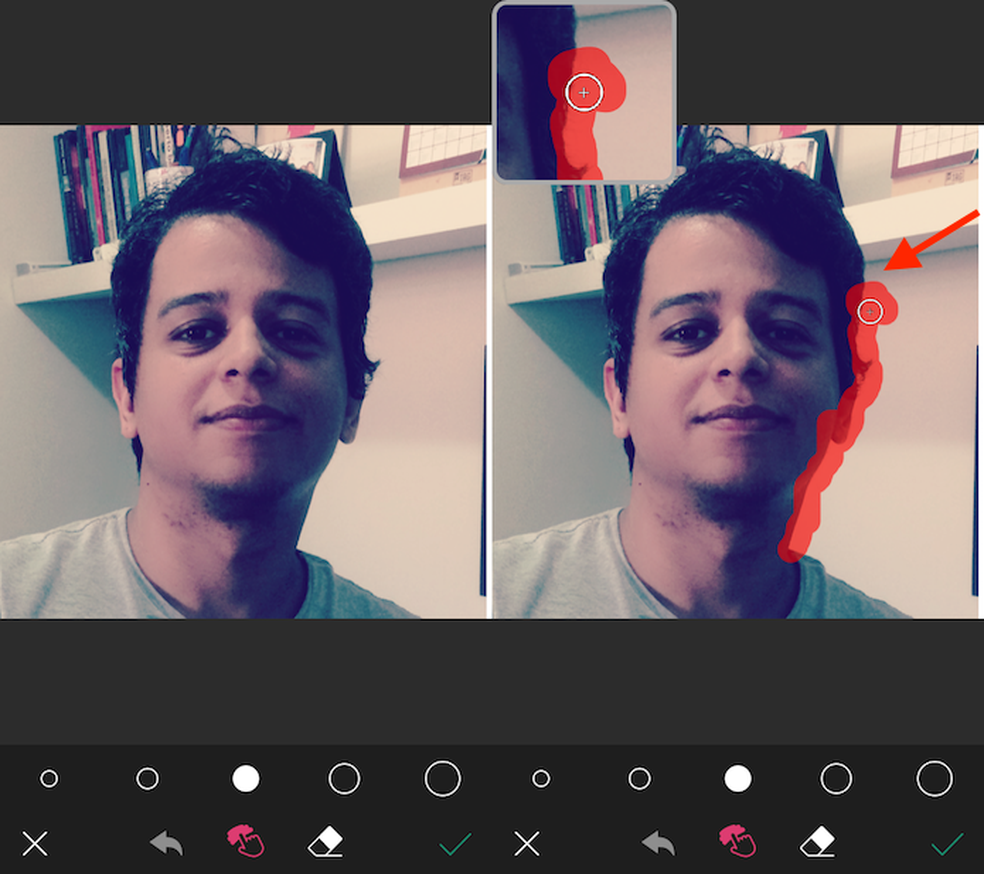 Opção para recortar o rosto em uma foto com o YouCam Perfect  (Foto: Reprodução/Marvin Costa)
