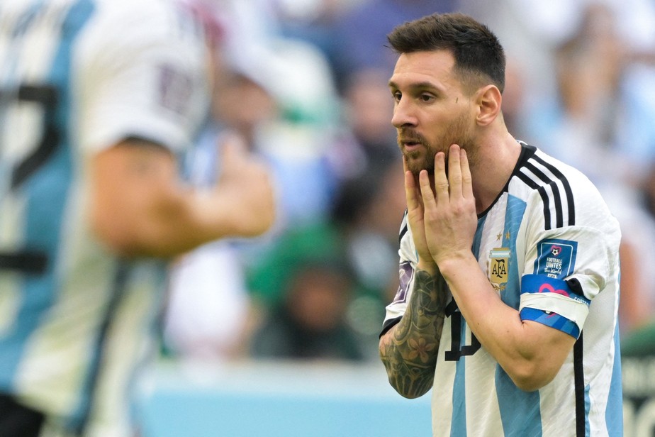 Messi, durante partida da Argentina contra Arábia Saudita