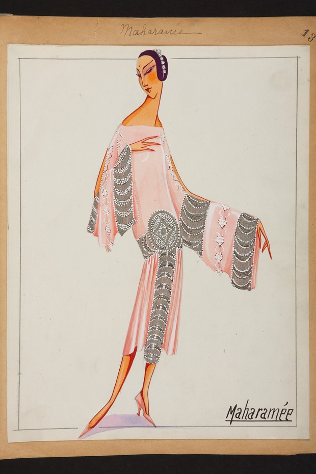 ‘Maharanée’ dress, gouache on paper illustration, 1925 (Foto: Patrimoine Lanvin)