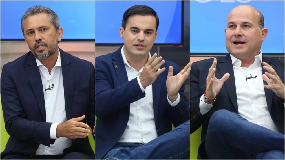 Candidatos ao Governo do Ceará, Elmano de Freitas, Capitão Wagner e Roberto Cláudio — Foto: Fabiane de Paula/SVM