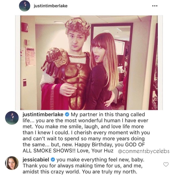 Comentário da Jéssica Biel em postagem do Justin Timberlake (Foto: Reprodução/Instagram)