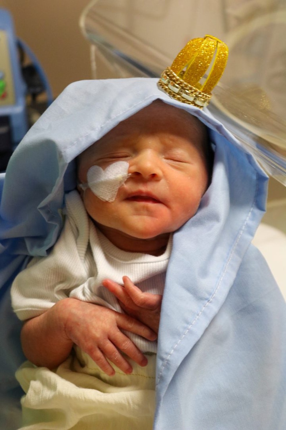 Beb de prespio vivo em hospital de Joinville — Foto: Hospital Infantil Dr. Jeser Amarante Faria/Divulgao