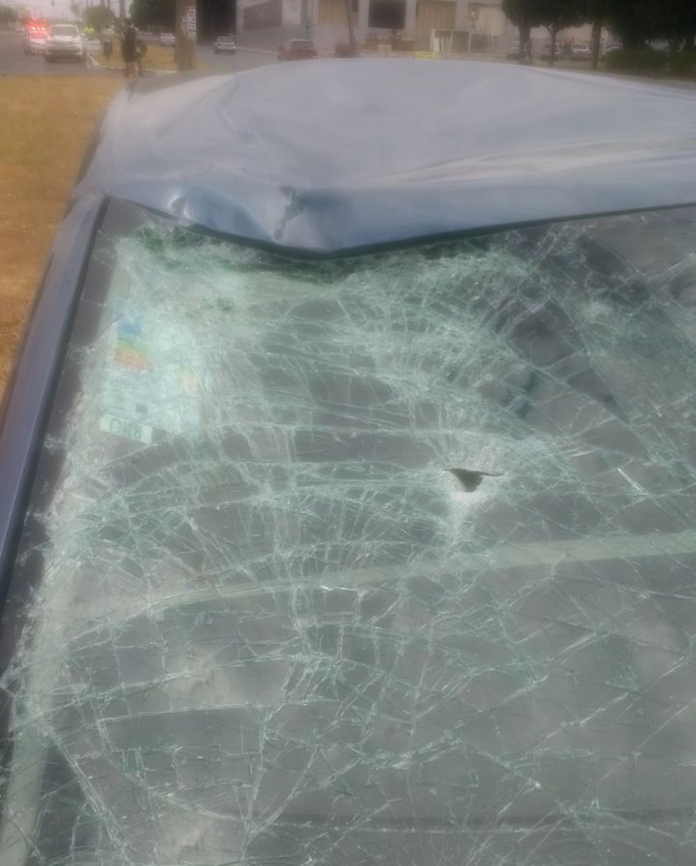 Detalhe emcarro de motorista que atropelou ciclista em Brasília (Foto: Polícia Militar/Divulgação)