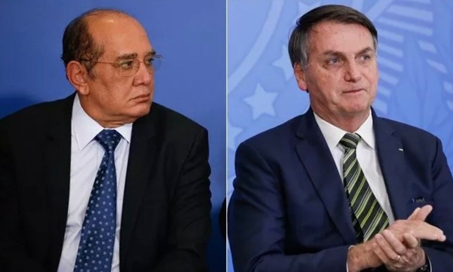 Gilmar Mendes, ministro do STF, e Jair Bolsonaro, presidente da República