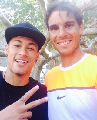 Neymar Rafael Nadal selfie Barcelona tênis (Foto: Reprodução/Twitter)
