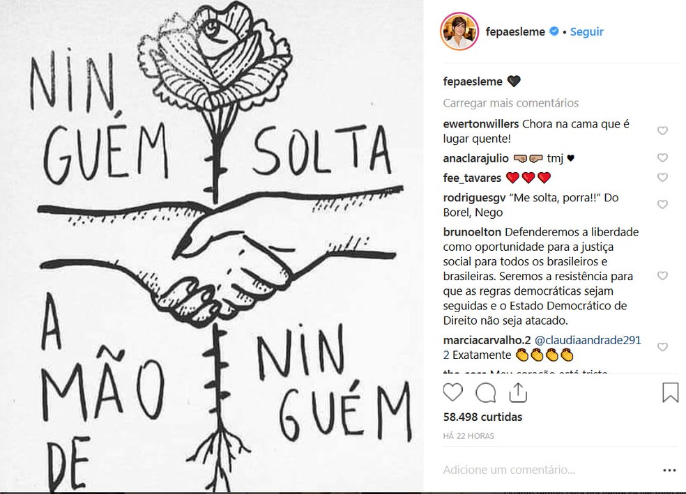 Perfil de Fernanda Paes Leme no Instagram. — Foto: Instagram/Reprodução