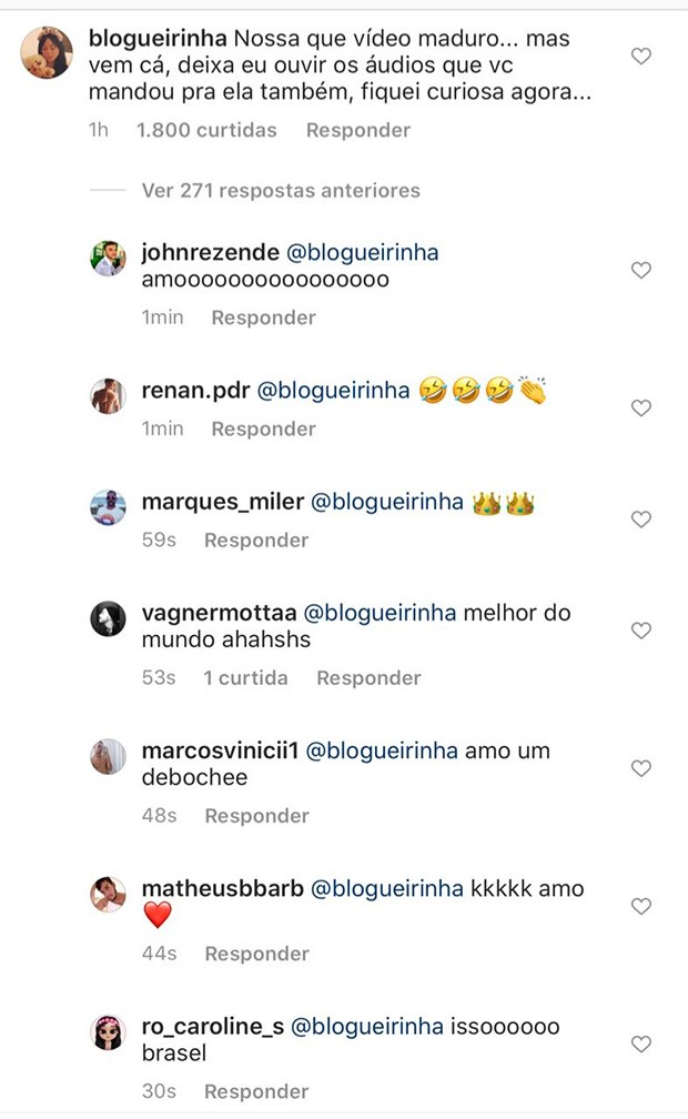 Blogueirinha comenta em post de Ludmilla sobre Anitta (Foto: Reprodução/ Instagram)