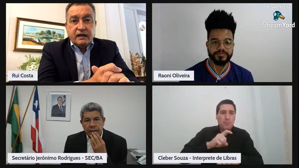 Aula inaugural online marca começo do ano letivo da rede estadual  — Foto: Reprodução/Youtube