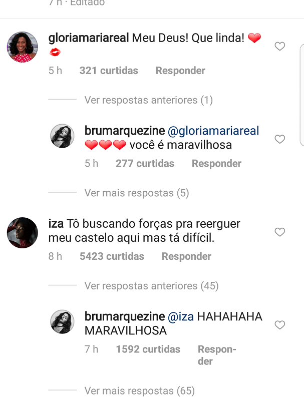 Comentários deixados para Bruna (Foto: Instagram/Reprodução)
