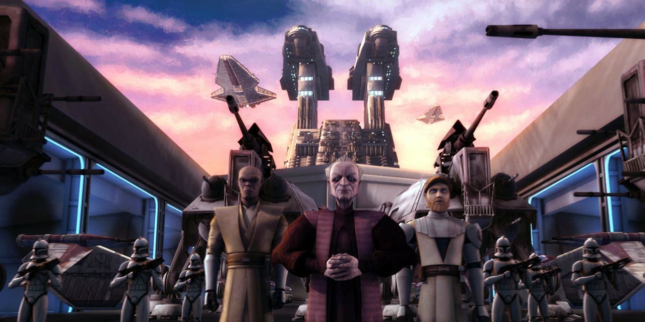 Sheev Palpatine, chanceler da República, e clones na série animada 'A Guerra dos Clones' (Foto: Reprodução)