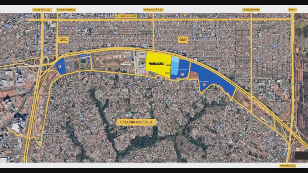 Mapa com esquema de trânsito para celebração de Pentecostes  — Foto: Detran-DF/Divulgação