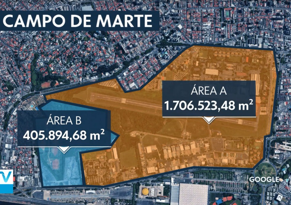 Área definida no acordo entre a Prefeitura e a União. — Foto: Reprodução/ Tv Globo