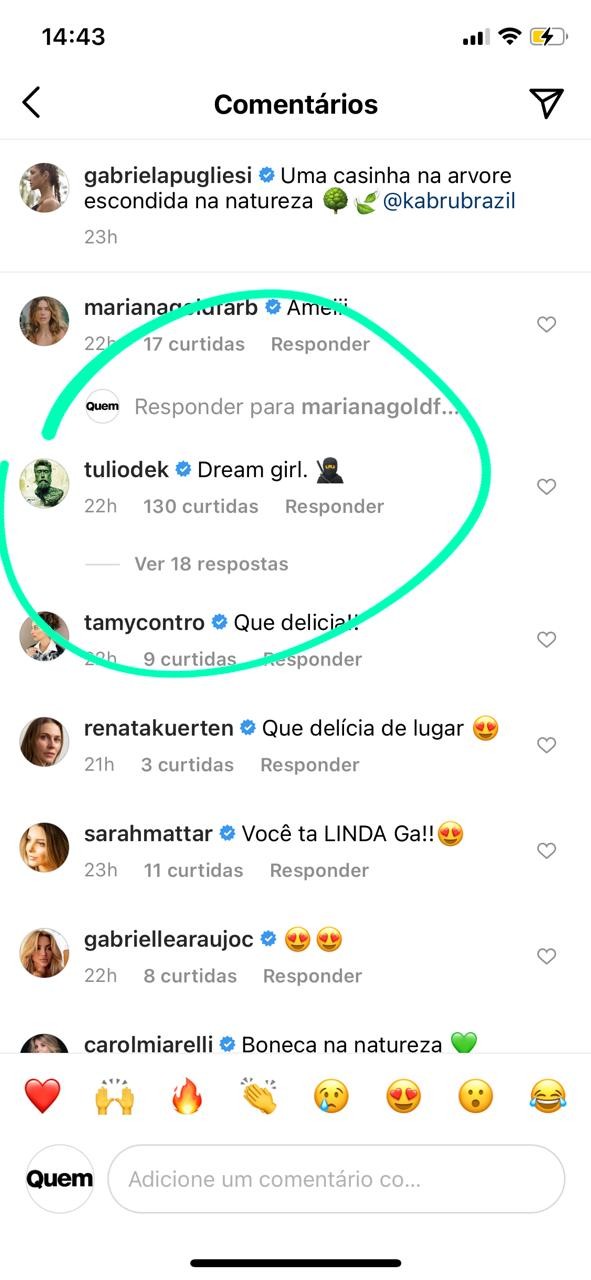 Tulio Dek elogia Gabriela Pugliesi (Foto: Reprodução/Instagram)