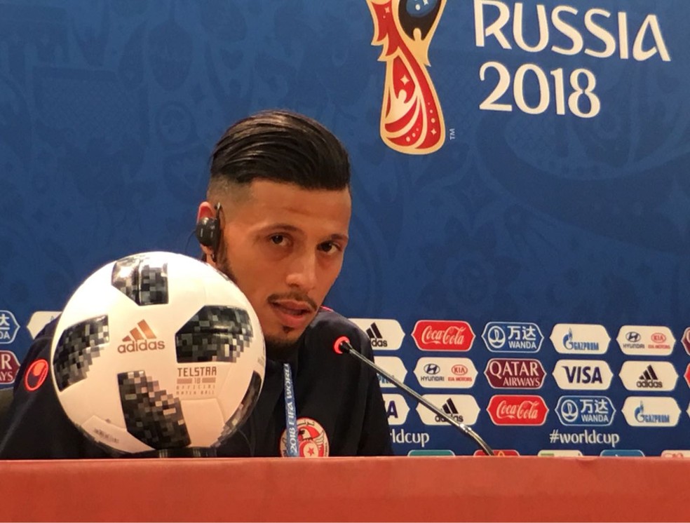 Anice Badri, atacante do Espérance, jogou a Copa do Mundo de 2018 pela Tunísia — Foto: Guido Nunes