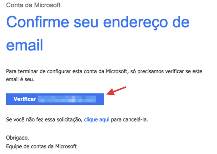 Iniciando a verificação da nova conta no e-mail utilizado para cadastro dos serviços Microsoft (Foto: Reprodução/Marvin Costa)