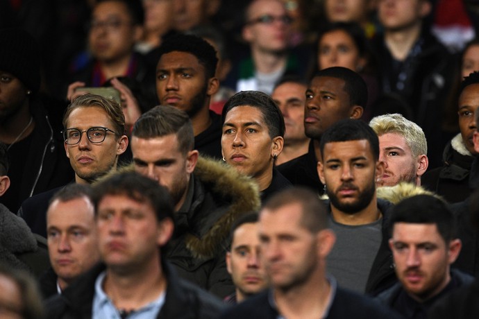Lucas Leiva e Roberto Firmino Liverpool no Camp Nou (Foto: Getty Images)