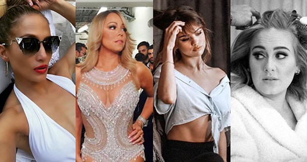 Jennifer Lopez, Mariah Carey, Selena Gomez e Adele (Foto: Instagram)