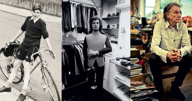 Três momentos: Paul Smith na adolescência, em sua primeira butique em 1970 e hoje (Foto: Divulgação)