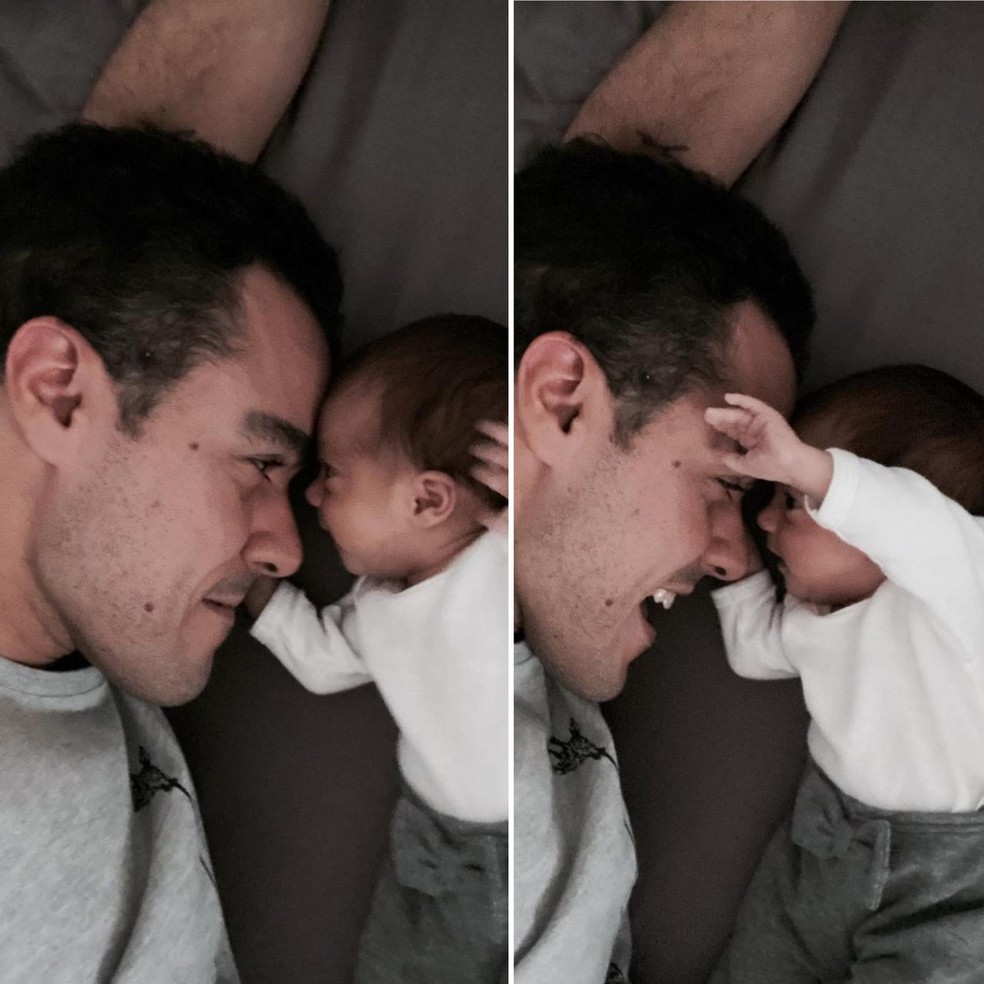 Joaquim Lopes e as gêmeas Sophia e Pietra — Foto: Reprodução/Instagram