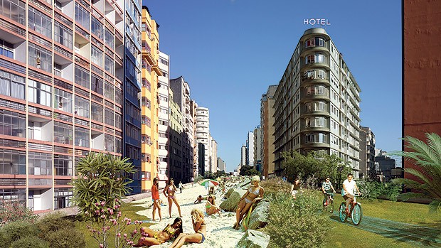 Futuro | A ilustração do arquiteto Ciro Miguel retrata como seria o parque idealizado pela associação no Elevado Costa e Silva  (Foto:  )