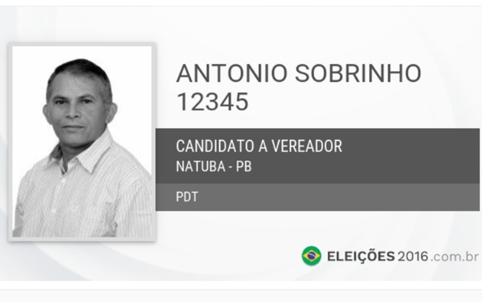 Vereador Antônio de Souza Araújo (PDT), 55 anos, foi morto a tiros na frente da Câmara de Natuba, PB — Foto: Reprodução/TSE