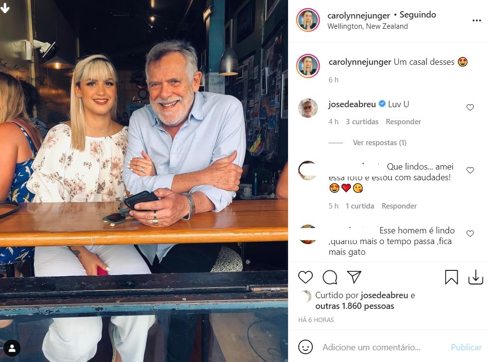 José de Abreu e Carolina Junger (Foto: Reprodução/Instagram)
