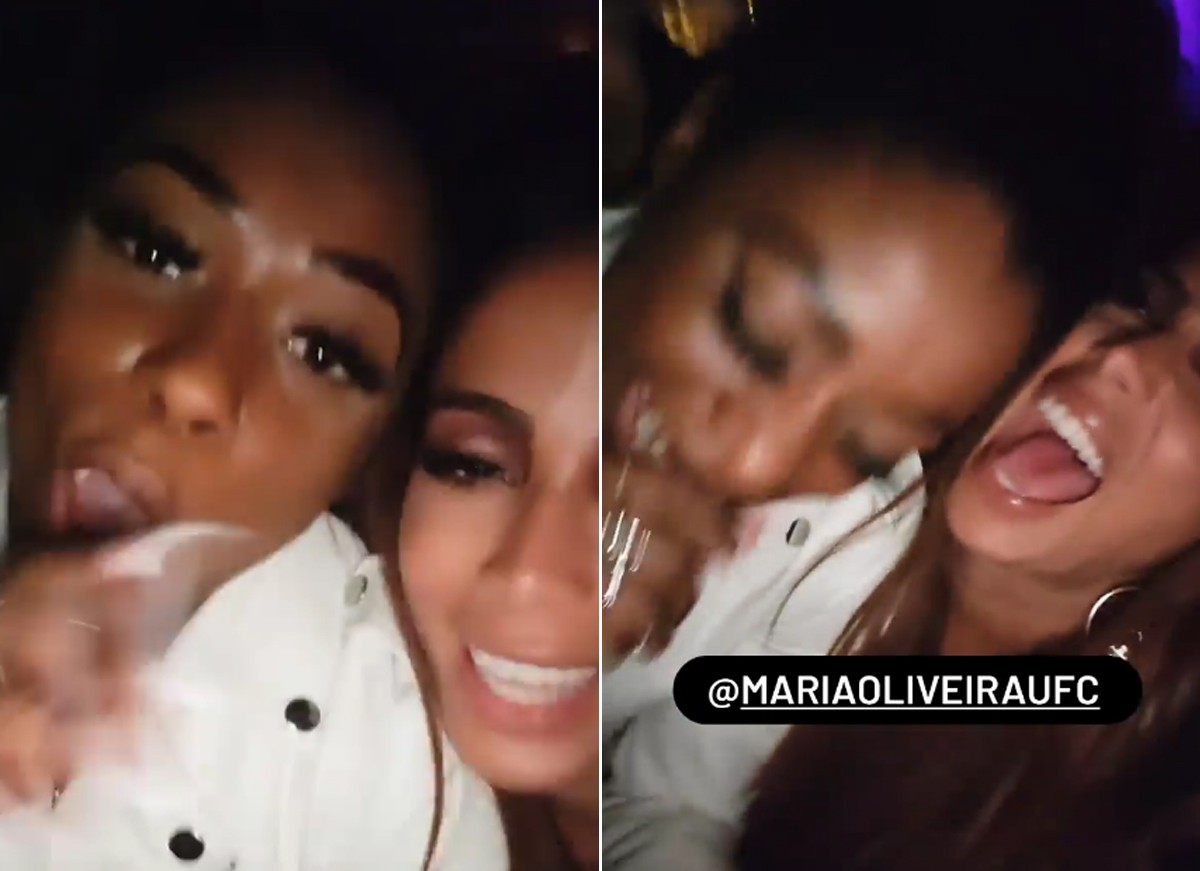 Anitta reencontra a lutadora Maria Oliveira, que entrou de penetra em seu aniversário em Las Vegas (Foto: Reprodução / Instagram)