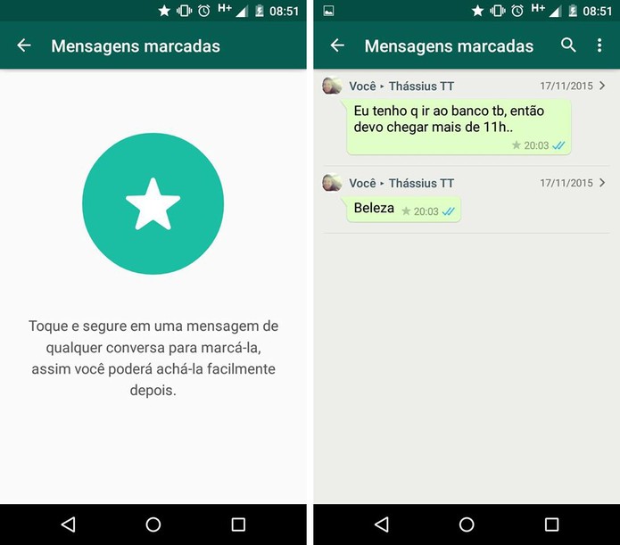 WhatsApp para Android ganha função de marcar mensagens (Foto: Reprodução)