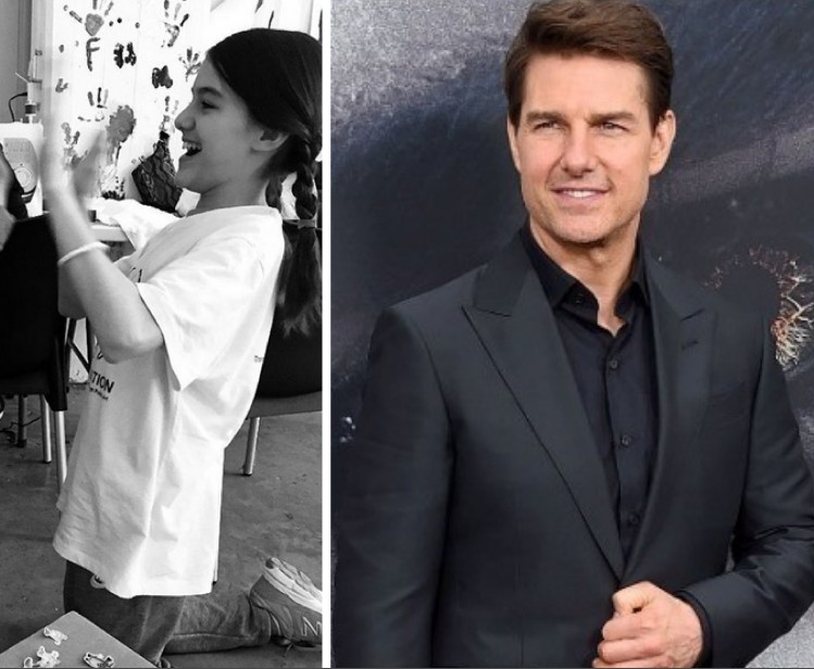 O ator Tom Cruise e a filha dele com a atriz Katie Holmes, a pequena Suri Cruise (Foto: Instagram/Getty Images)