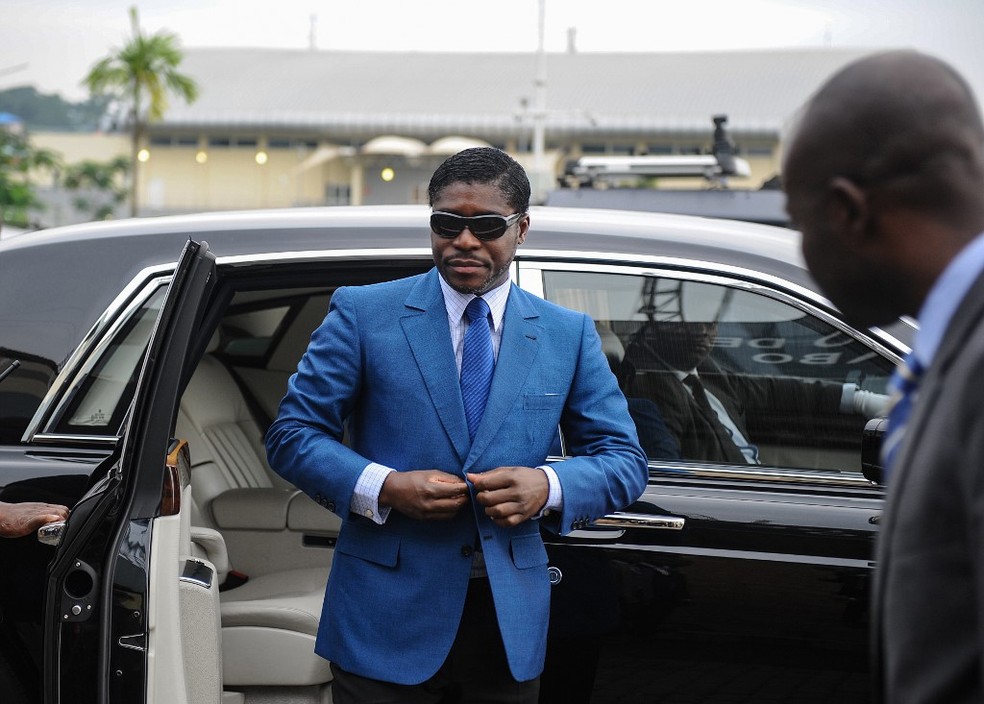 Teodorin Obiang, vice-presidente da Guiné Equatorial e filho do ditador Teodoro Obiang, em foto de 2013 — Foto: Jerôme Leroy/AFP