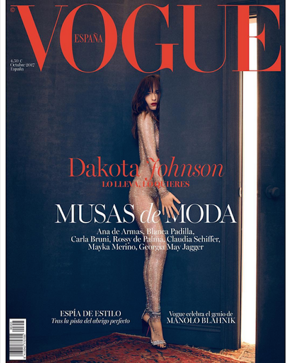 A atriz Dakota Johnson no ensaio para a revista Vogue espanhola (Foto: Instagram)