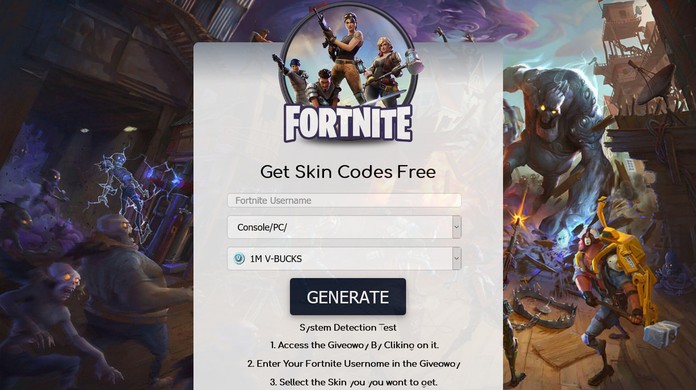 site 123fans xyz que promete codigos de skins gratis no fortnite e golpe battle royale techtudo