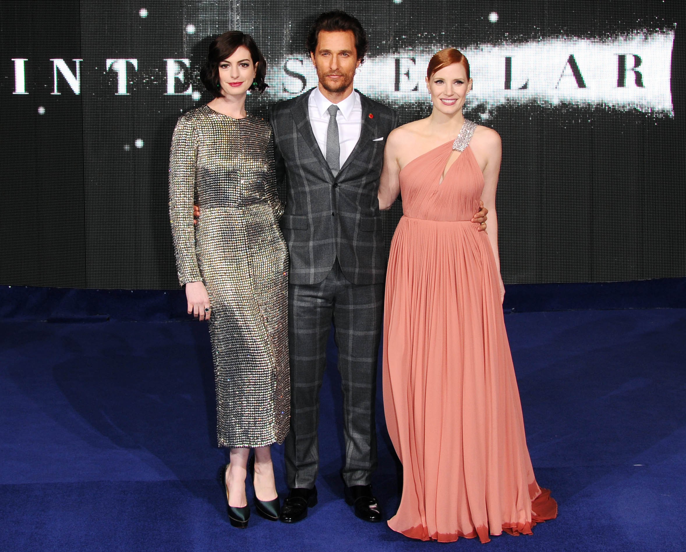Anne Hathaway, Matthew McConaughey e Jessica Chastain (Foto: Getty Images)