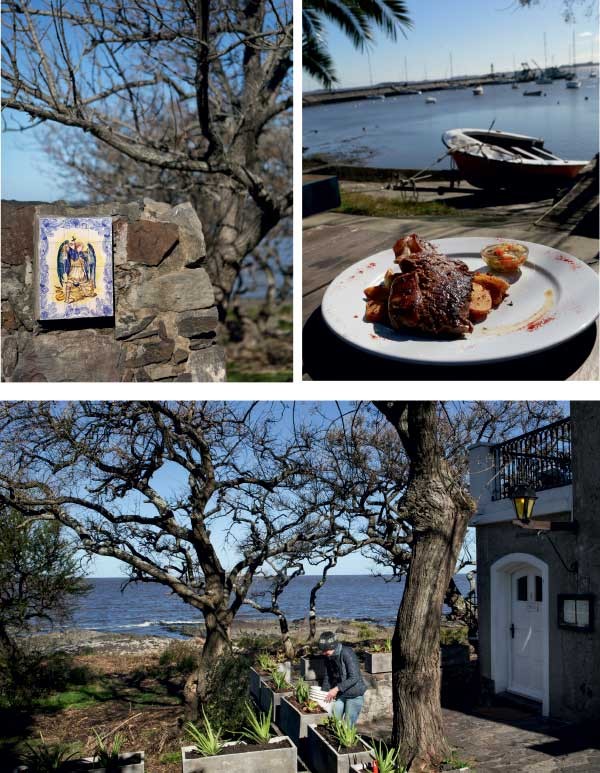 Acima à esq., imagem de São Miguel; ao lado, almoço com vista no La Trattoria. Abaixo, vista do Rio da Prata (Foto: Marcio Scavone)