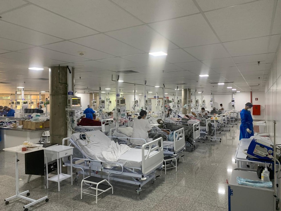 Hospital de campanha instalado no Estádio Nacional Mané Garrincha para casos de Covid-19  — Foto: Corpo de Bombeiros/Divulgação 