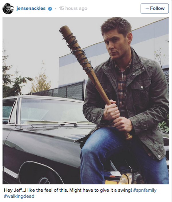A brincadeira feita por Jensen Ackles com 'The Walking Dead' (Foto: Instagram)