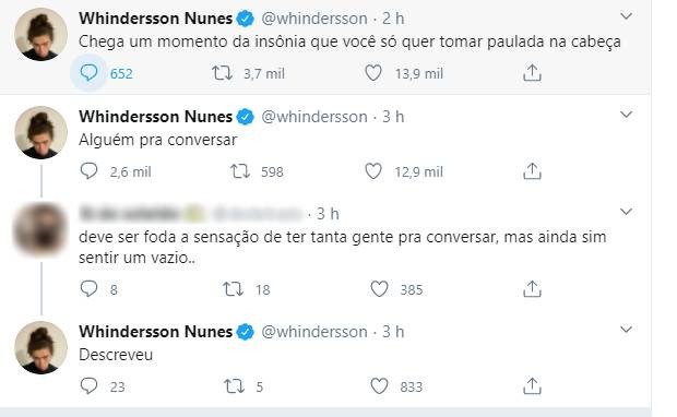 Whindersson Nunes desabafa com seguidores (Foto: Reprodução/Twitter)
