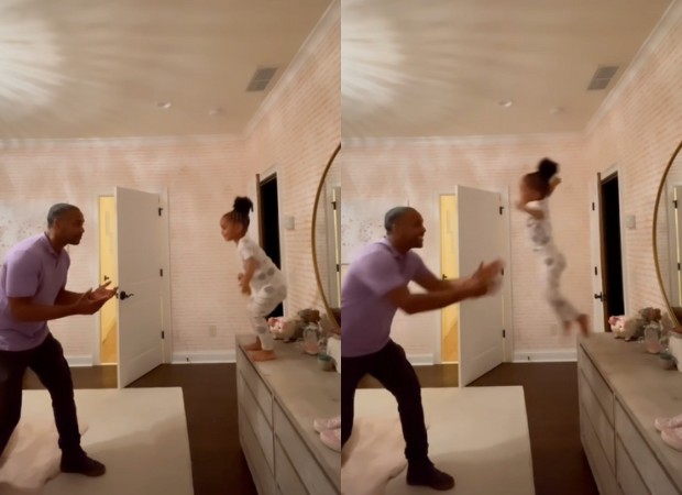 Mike incentiva filha a pular em vídeo viral (Foto: Reprodução/Instagram)
