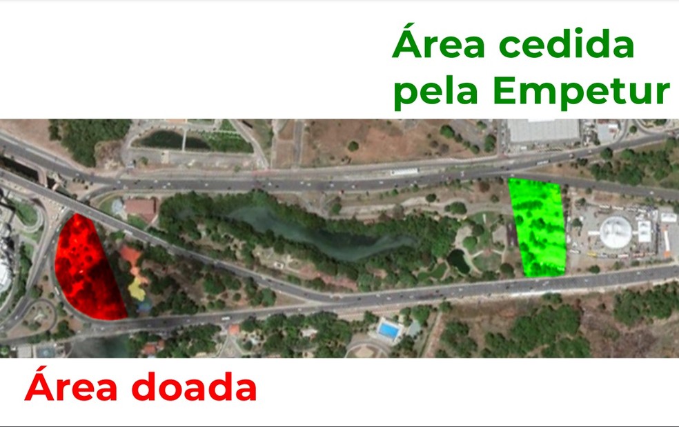 Governo de Pernambuco divulga mapa da área a ser suprimida e do terreno a ser incorporado ao Espaço Ciência — Foto: Divulgação/Secti