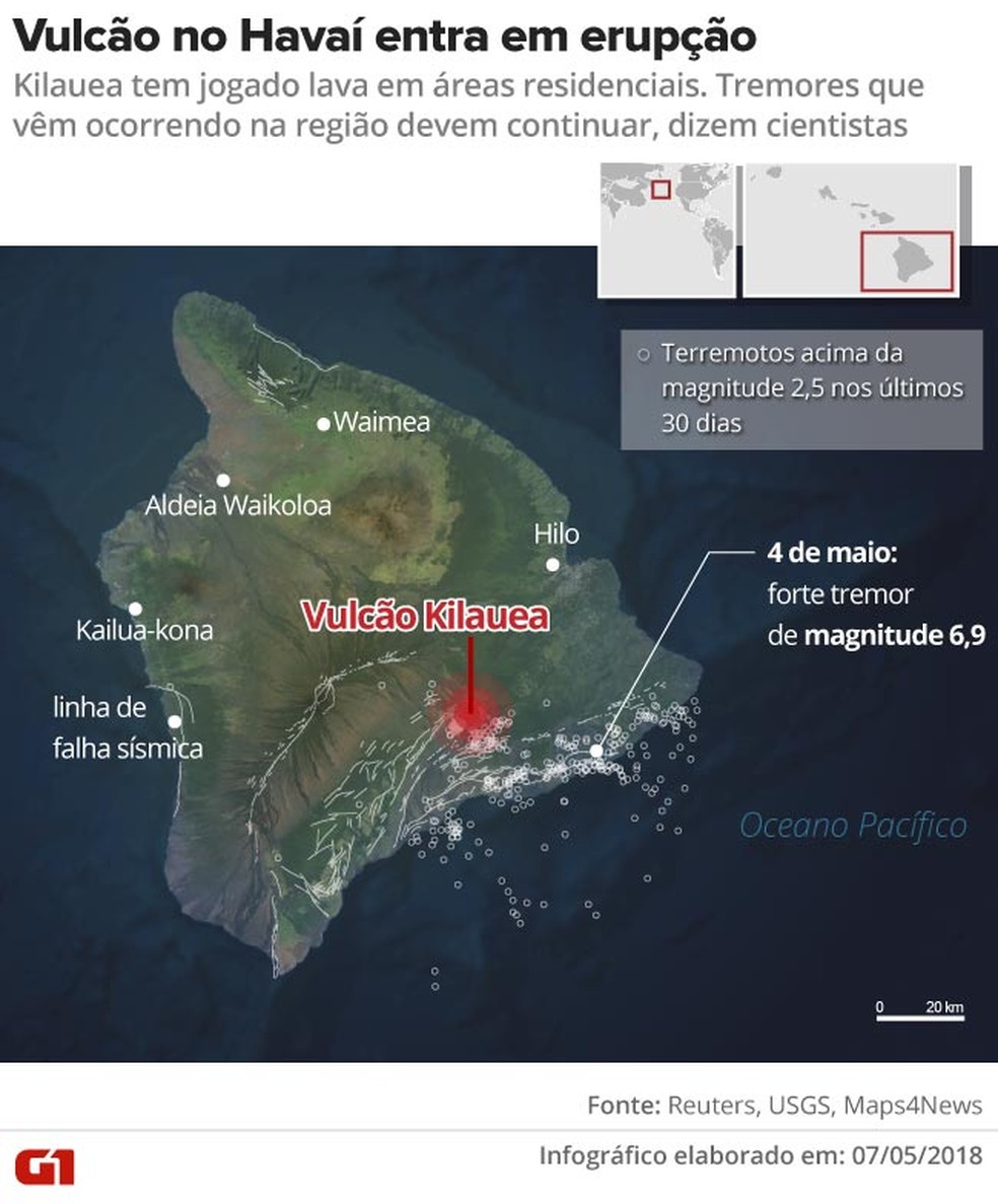 Erupção do vulcão Kilauea (Foto: G1 )