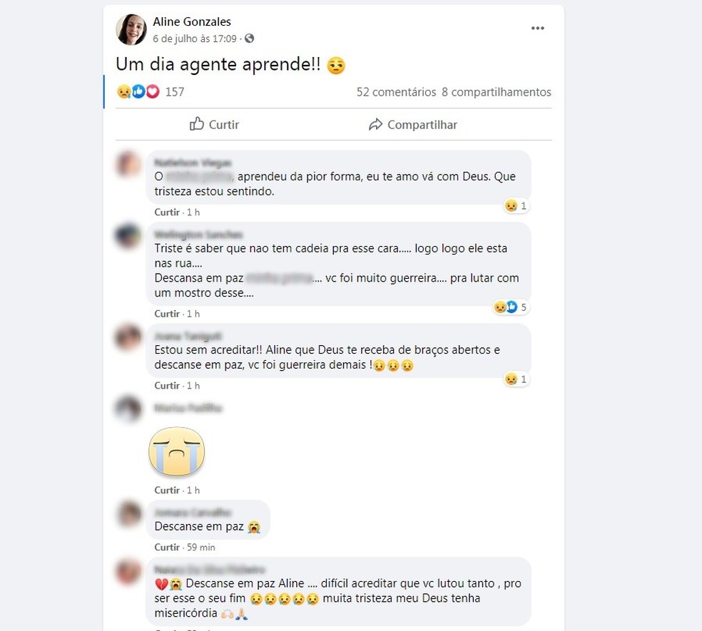 Vítima fez desabafo horas antes de ser assassinada pelo marido em Fernandópolis — Foto: Facebook/Reprodução