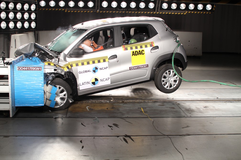 Renault Kwid recebeu 3 estrelas em teste de impacto (Foto: Latin NCap/Divulgação)