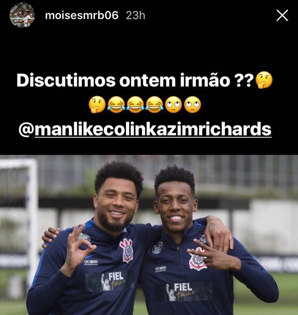 Moisés brinca sobre discussão com Kazim em jogo-treino do Corinthia
