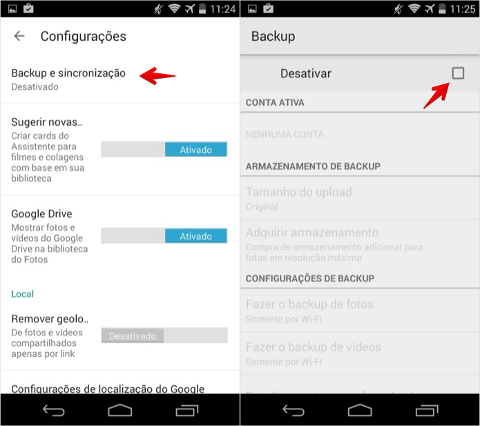 Desativando o backup automático das fotos (Foto: Reprodução/Helito Bijora)