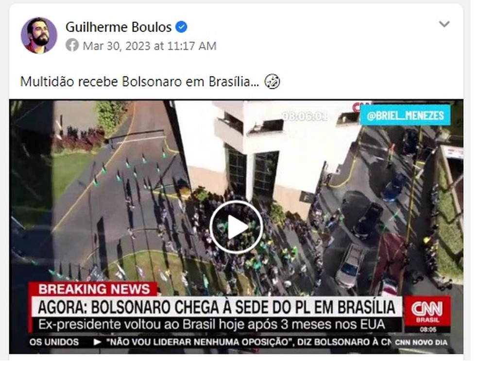 Postagem de Boulos ironiza "multidão" em Brasília — Foto: Reprodução