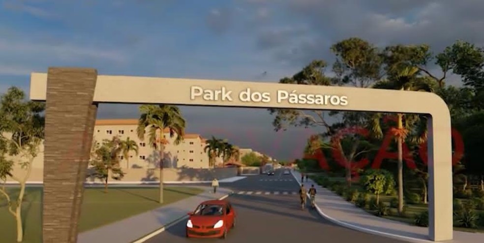 Imagem de projeto mostra fachada de condomínio em Indaiatuba (SP). A palavra 'Park' será substituída por 'Parque' — Foto: Divulgação/Prefeitura de Indaiatuba